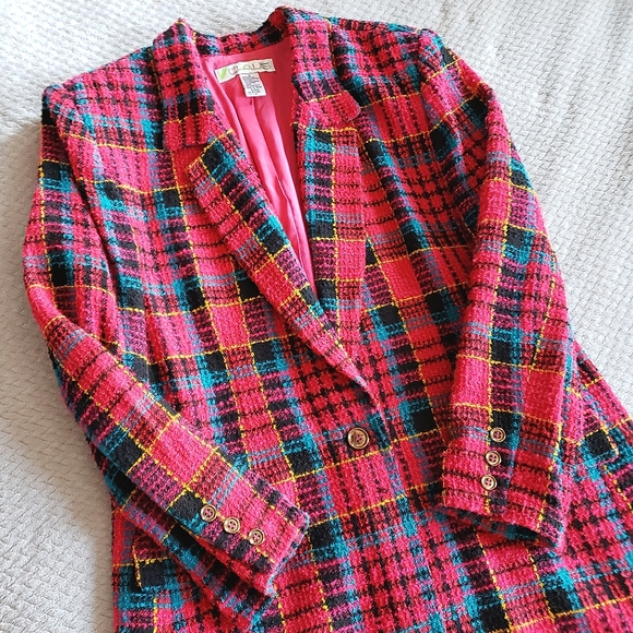 Vintage CHAUS Long Magenta Tweed Blazer - Picture 10 of 16